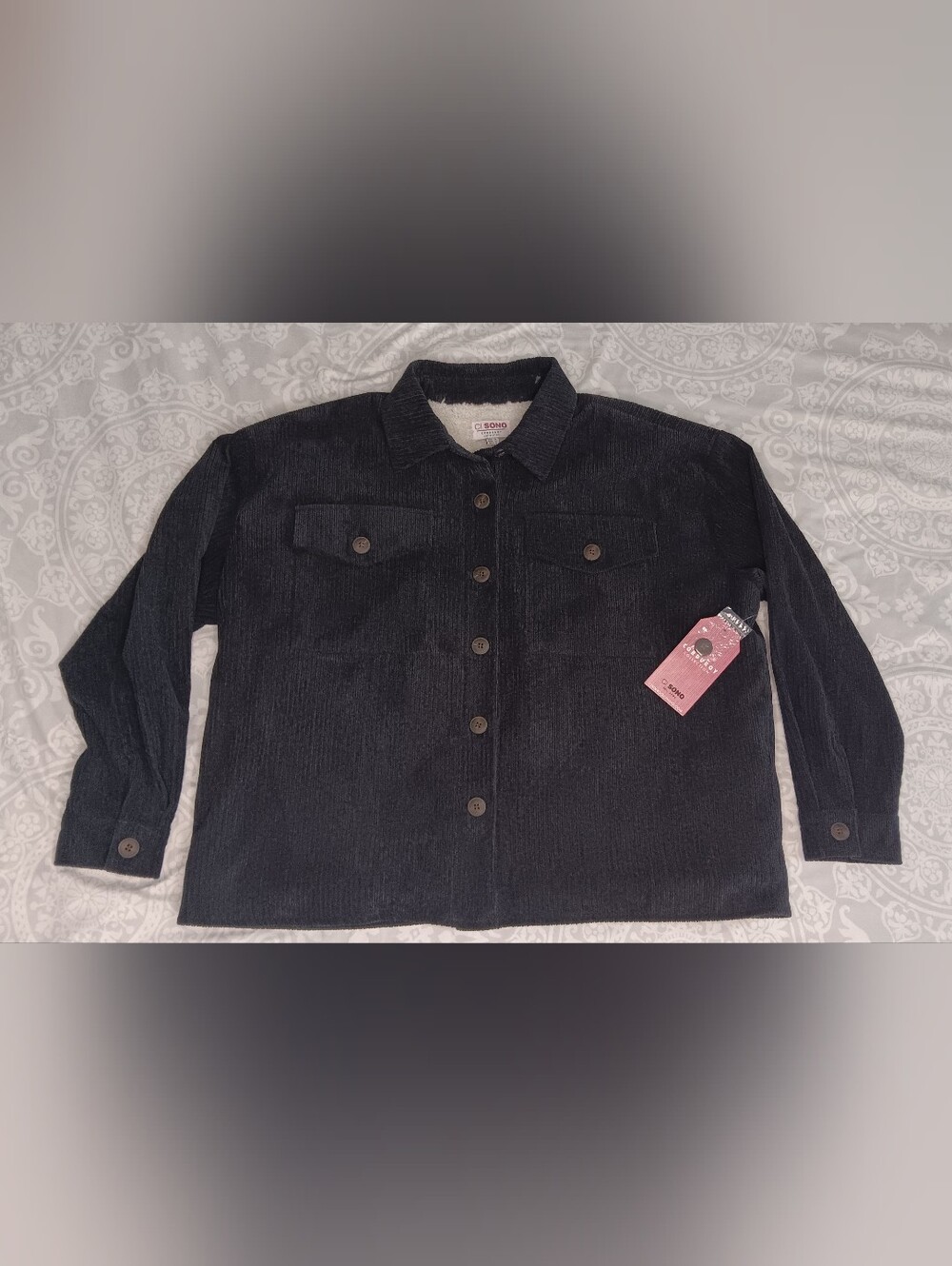 NWT Ci Sono Black Corduroy Womens Shacket Shirt Jacket Medium